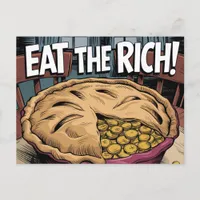 A Pie Full of Gold Coins Eat the Rich Comic Book  Postcard