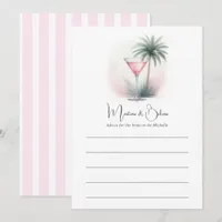 Pink Martinis & Bikinis Bridal Shower Advice Card
