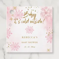 Pink Baby its Cold Outside Winter Baby Shower Favor Tags