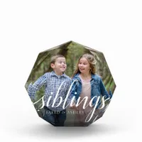 Custom Siblings Brother Sister Photo Handwriting Block