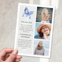 Butterfly 3 Photo Sympathy Funeral Thank You Card