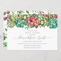 Rustic Boho Succulent Greenery Bridal Shower Invitation