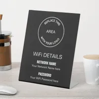 Your Business Logo Wifi Details for Guests black Pedestal Sign