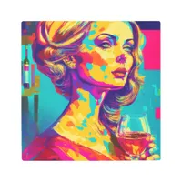 Vintage Woman Holding a Wine Glass Abstract Art