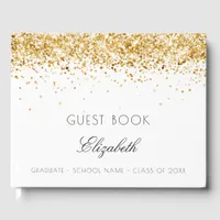Graduation party white gold glitter 2025 guest book