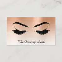 *~* Lashes Brows Extensions QR Metallic ROSE GOLD Business Card
