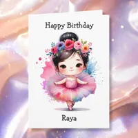 Happiest Birthday Ballerina Coloring Page Girl's Card