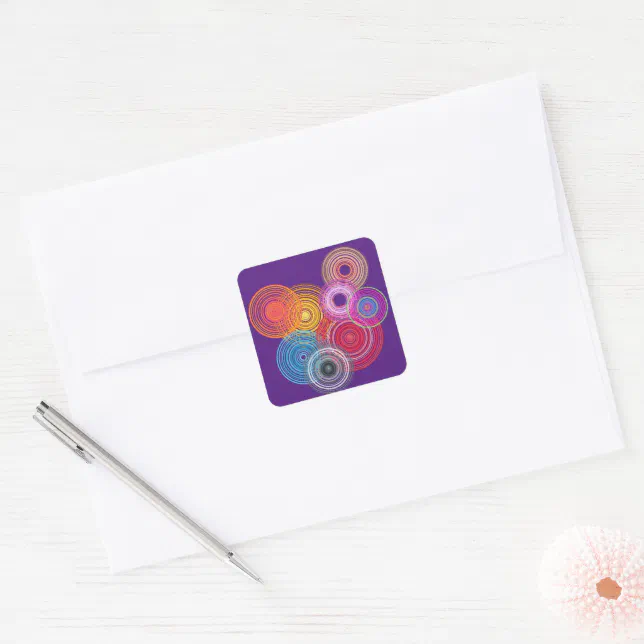 Multicolored circles square sticker