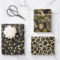 Gold and Black Leopard Wrapping Paper Sheets