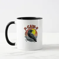 Funny Crow F-Caw-F Retro Sunset Adult Design Tri-B Mug