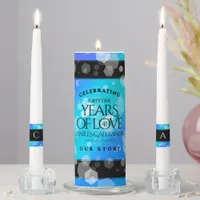 Elegant 41st Blue Topaz Wedding Anniversary Unity Candle Set