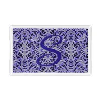 Purple and Silver Lace Pattern Acrylic Tray