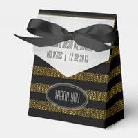 BG01 Glitter Gold & Black Stripes Party Favor Box