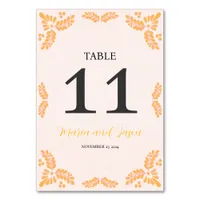 Mexican Talavera Yellow Floral Minimalist Wedding Table Number