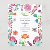 Watercolor Floral Mexican Fiesta Wedding Invite Flyer