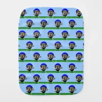 Funny Cartoon Football in a Helmet Baby Burp Cloth