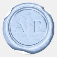 Faux Wax Wedding Initials Windsor Blu ID956 Classic Round Sticker