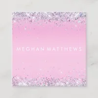 Pink Sparkle Stylist Square Business Card