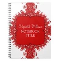 Red White Regal Decor Lace Notebook