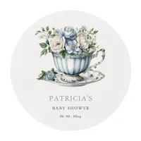 Floral Blue Tea Party Boy Baby Shower  Edible Frosting Rounds