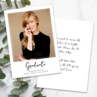 Modern Minimalist Handwritten Photo Graduation Announcement