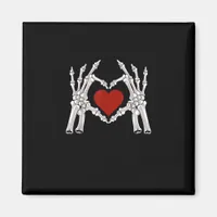 Skeleton Hands Form A Heart With Red Heart Bright  Magnet