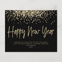 BUDGET Gold Glitter Happy New Year Card