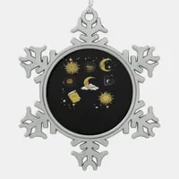 Whimsigoth Sun Moon Witchy Classic Snowflake Pewter Christmas Ornament