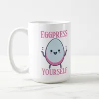 Funny "Eggpress Yourself" Custom Name Coffee Mug