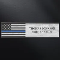 Thin Blue Line Police Officer Rustic Wood Name Door Sign