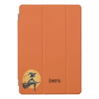 Halloween Witch Fliyng a Broomstick Orange iPad Pro Cover