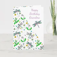 Personalized Dragonflies and Dandelions Birthday   Card