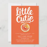Little Cutie White Text Orange Baby Shower  Invitation