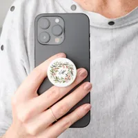 Monogram Pretty Twig and Wildflower Wreath PopSocket