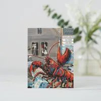 Maine Lobster Breaking Ice Cube Postcard