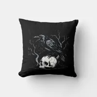 Crow, F-Caw-F Funny Bird Moon Gothic Adult Humor Throw Pillow