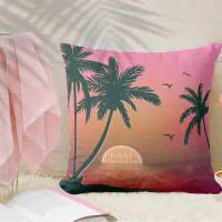 Tropical Isle Sunrise Wedding Pink ID581 Throw Pillow