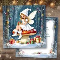 A Christmas Fairy on a Mushroom Cottage Core Card