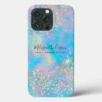 Holographic Opal Stone Glitter Calligraphy iPhone 13 Pro Case