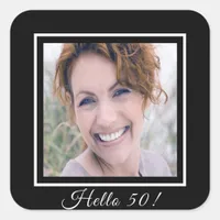 50th birthday custom photo black woman square sticker