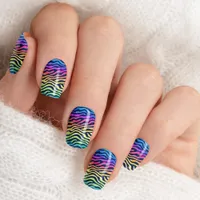 Navy Rainbow Zebra Stripes Animal Print Colorful Minx Nail Art