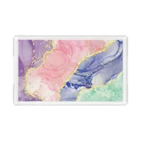 Glitter Gold Marble Pastel Colors Acrylic Tray