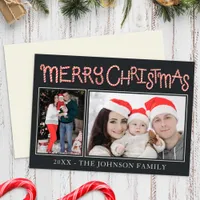 Candy Cane Merry Christmas 2 Photo Card