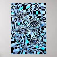 Conspiracy All Seeing Eye in Chessboard Style Poster