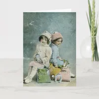 Christmas Vintage Winter Children Holiday Card