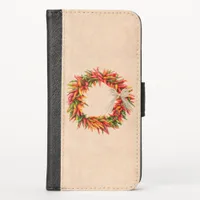 Southwest Chile Ristra Wreath on Adobe Wall iPhone X Wallet Case