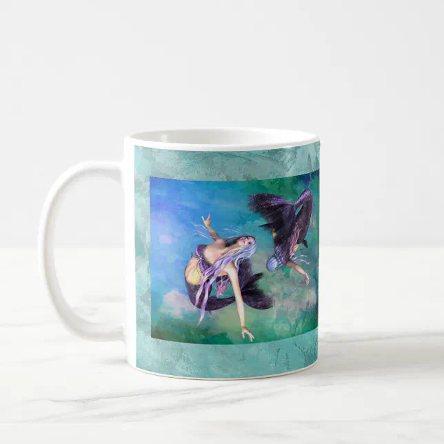 Pisces – Two Mermaids Swimming in a Loop Coffee Mug