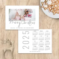 Family Photo 2025 Calendar Script Merry Christmas  Holiday Card