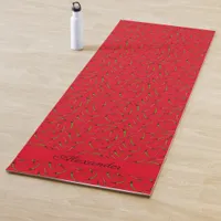 Reversible Red and Black Chilli Pepper Print Yoga Mat