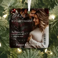 Magazine Cover Christmas Pregnancy Announcement  Metal Ornament